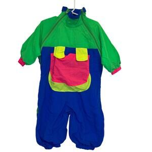 California Babe size 12 Months Vintage Windsuit Onesie Neon 90's